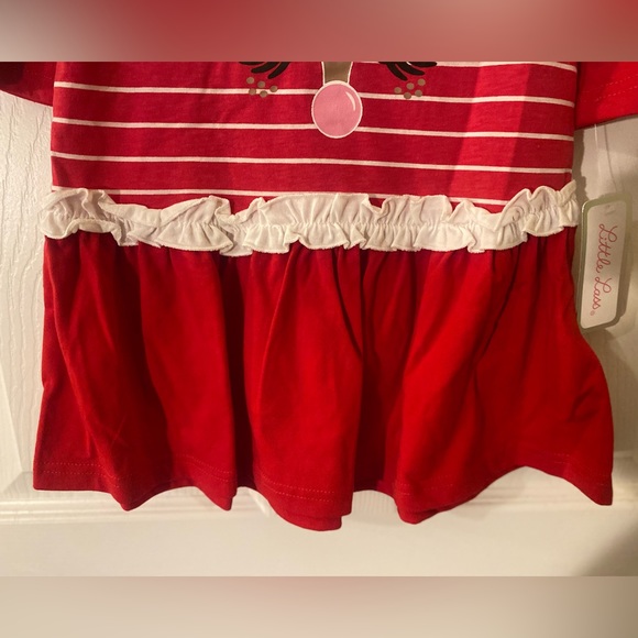 Girls Christmas Dress, Reindeer Christmas Dress, 3T Reindeer & Hearts Dress - Picture 5 of 10
